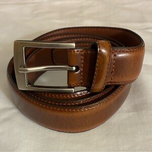 Jos A. Bank Cognac Marbleized Leather Dress Belt